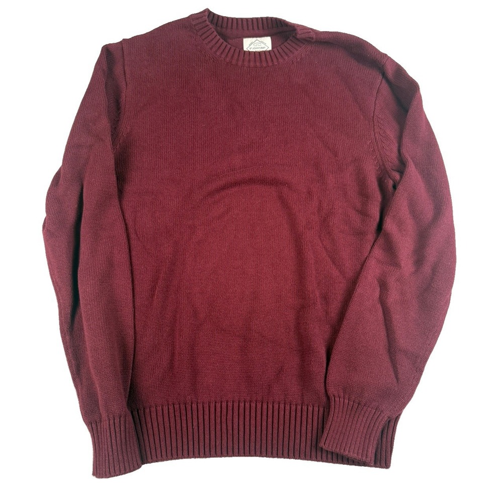 St Johns Bay Sweater Mens M Burgundy Maroon 100% Cotton Crewneck Pullover